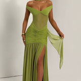 Maxi šaty Alaia - olivové