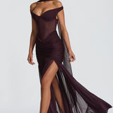 Maxi šaty Alaia - švestkové