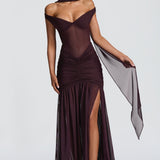 Maxi šaty Alaia - švestkové