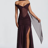 Maxi šaty Alaia - švestkové