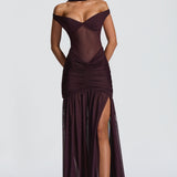 Maxi šaty Alaia - švestkové