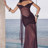 Maxi šaty Alaia - švestkové