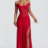 Maxi šaty Alaia - červené