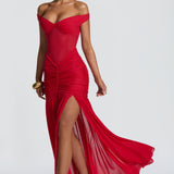 Maxi šaty Alaia - červené