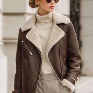 Mocha Shearling Aviator Jacket