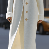 Dlouhý kabát s texturou v barvě slonoviny