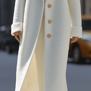 Ivory Textured Long Coat
