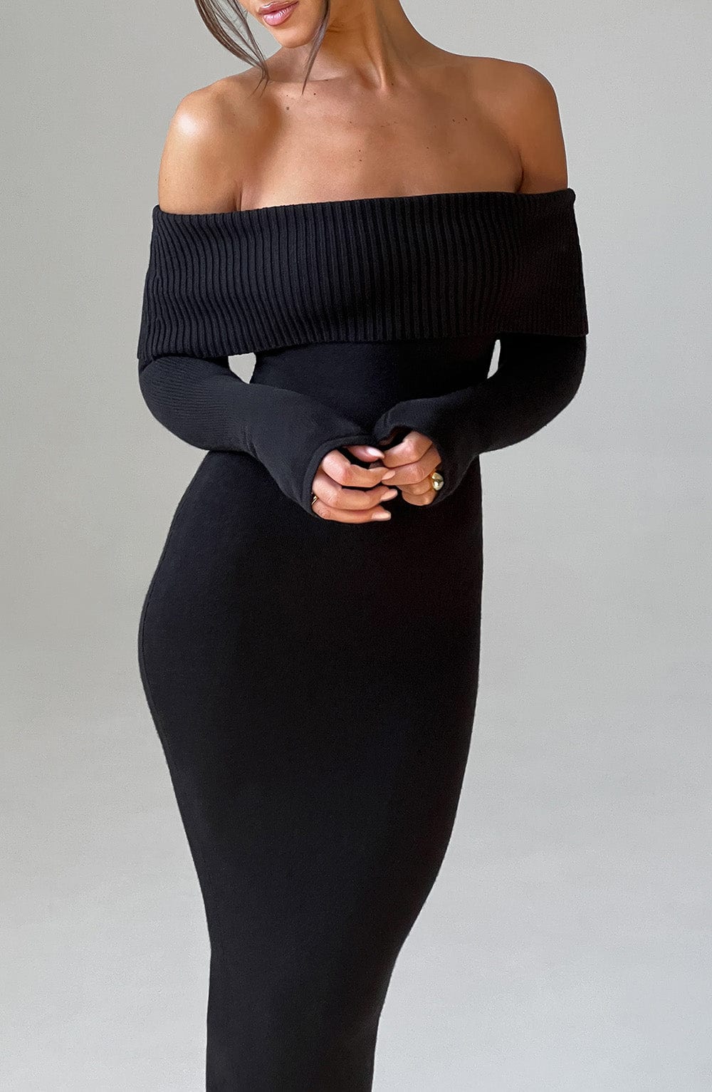 Beverley Pletena Maxi Haljina - Crna