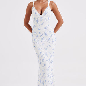 Caoimhe Maxi Haljina - Plavi Ditsy Uzorak