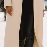 Ivory Zipper-Up Minimalist Long Coat