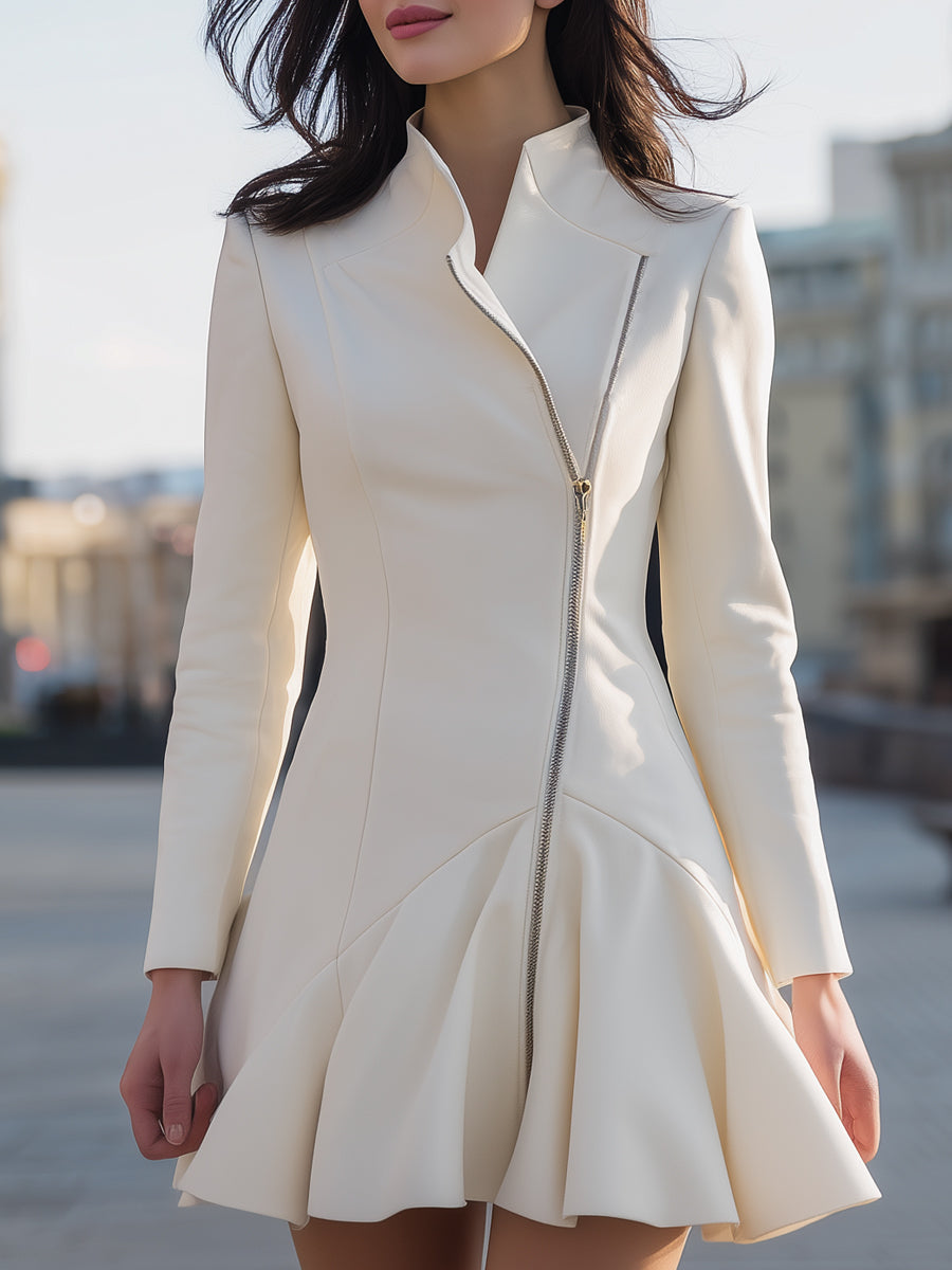 Asimetrična Peplum Haljina sa Zip Zatvaranjem
