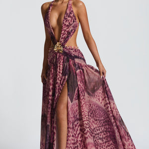 Indianna Maxi Haljina - Magenta Orhideja Print