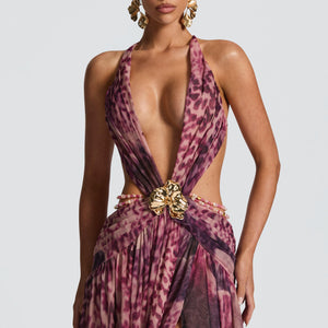 Indianna Maxi Haljina - Magenta Orhideja Print