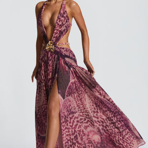 Indianna Maxi Haljina - Magenta Orhideja Print