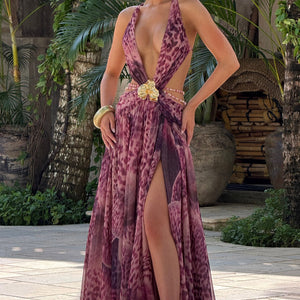 Indianna Maxi Haljina - Magenta Orhideja Print