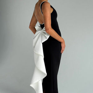 Lana Midaxi Haljina - Crna/Bijela