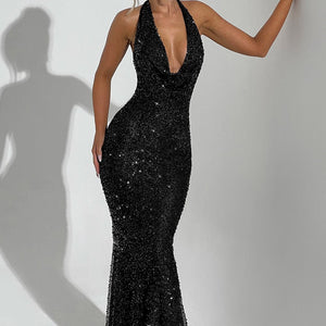 Lorena Maxi Haljina - Crna S Podstavom