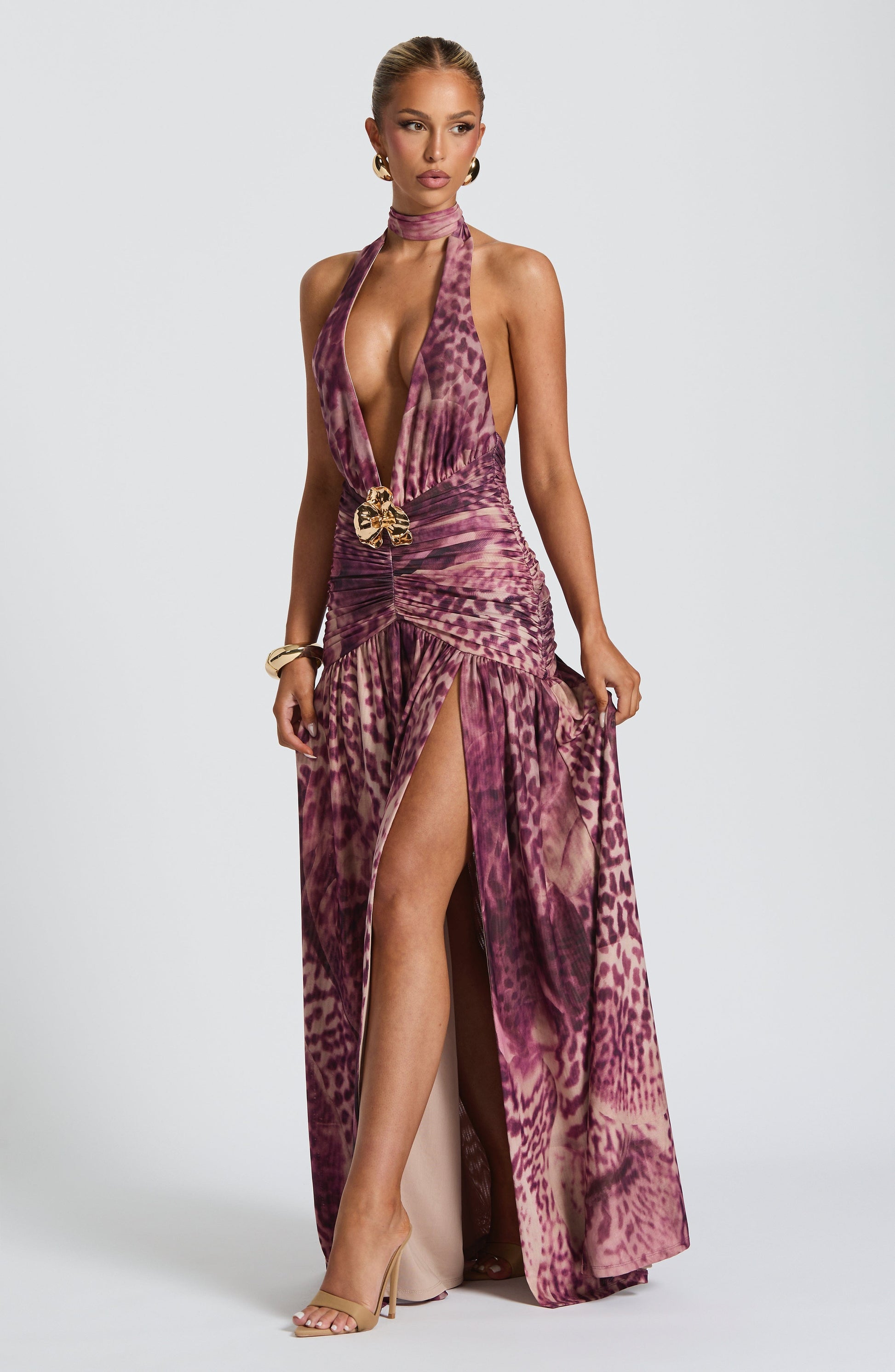 Melania Maxi Haljina - Print s Magenta Orhidejom