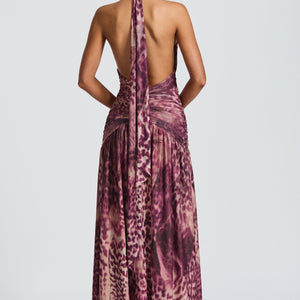 Melania Maxi Haljina - Print s Magenta Orhidejom