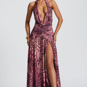 Melania Maxi Haljina - Print s Magenta Orhidejom