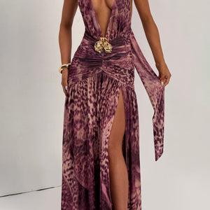 Melania Maxi Haljina - Print s Magenta Orhidejom