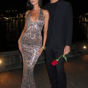 Morena Maxi Haljina - Svilena Leopard Print