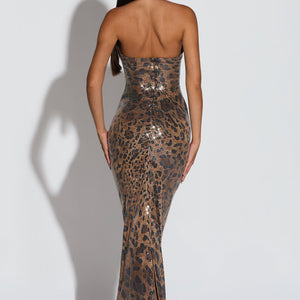 Morena Maxi Haljina - Svilena Leopard Print