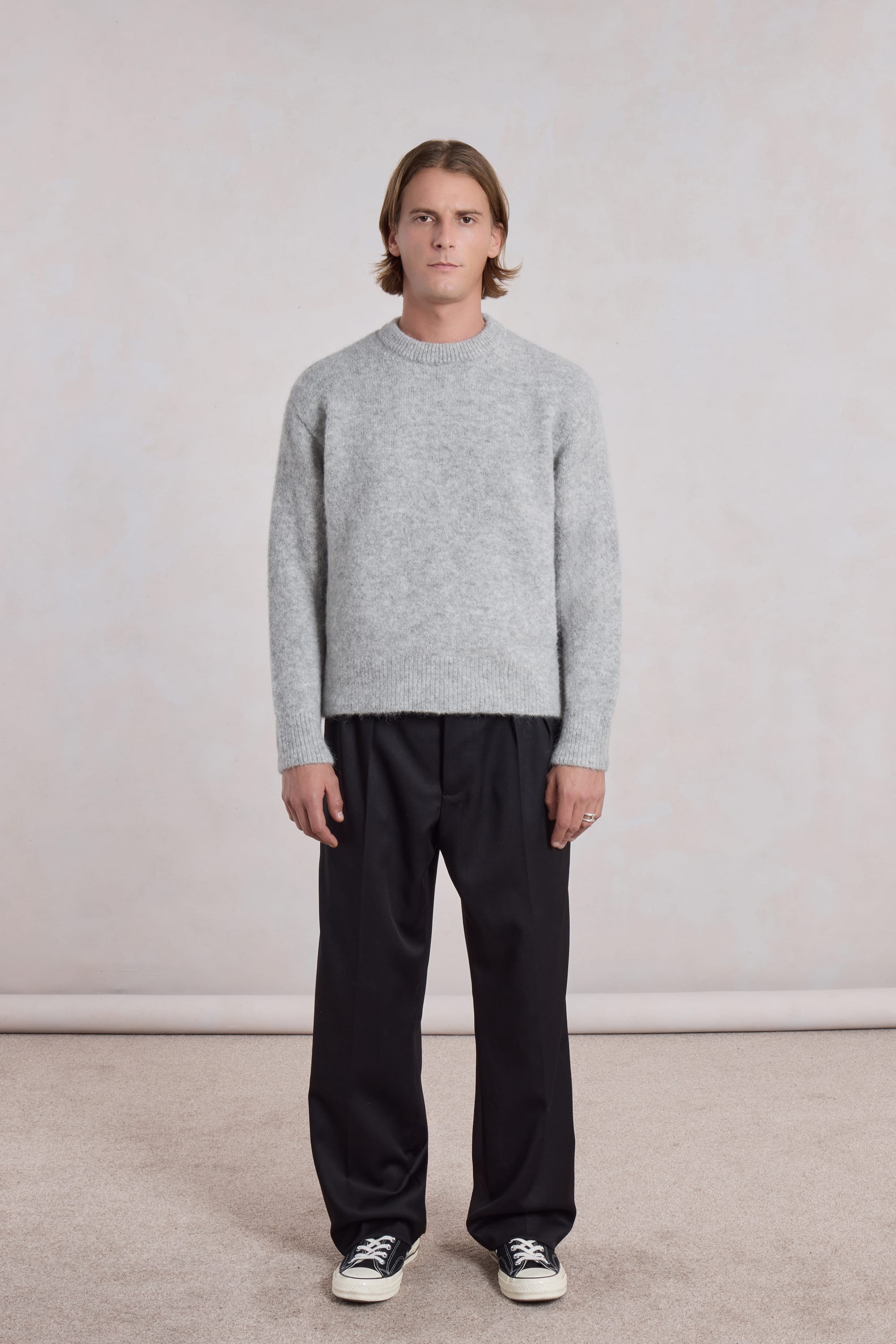 Gris Pulover din Alpaca