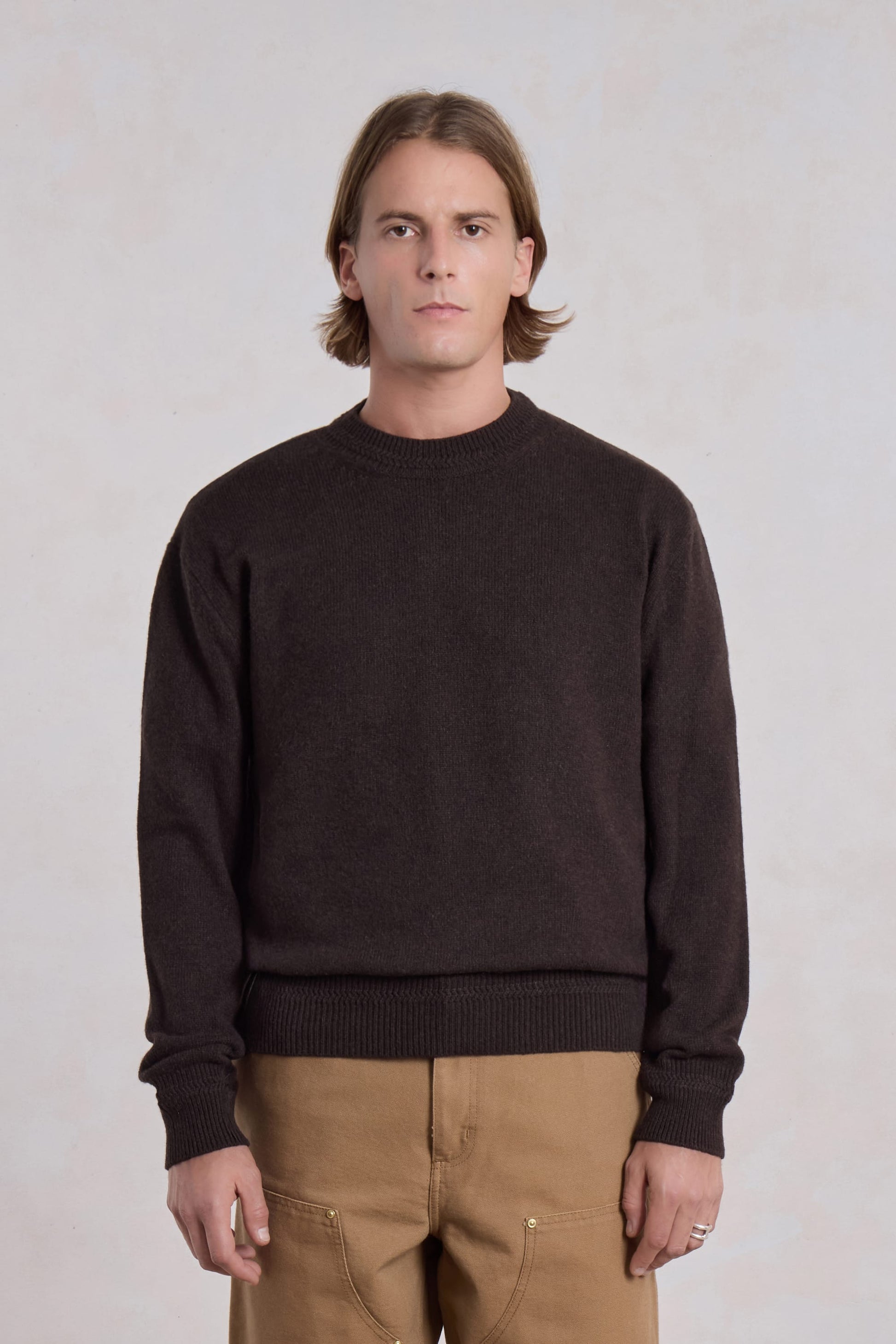 Opušteni Kašmir Pulover - Marron