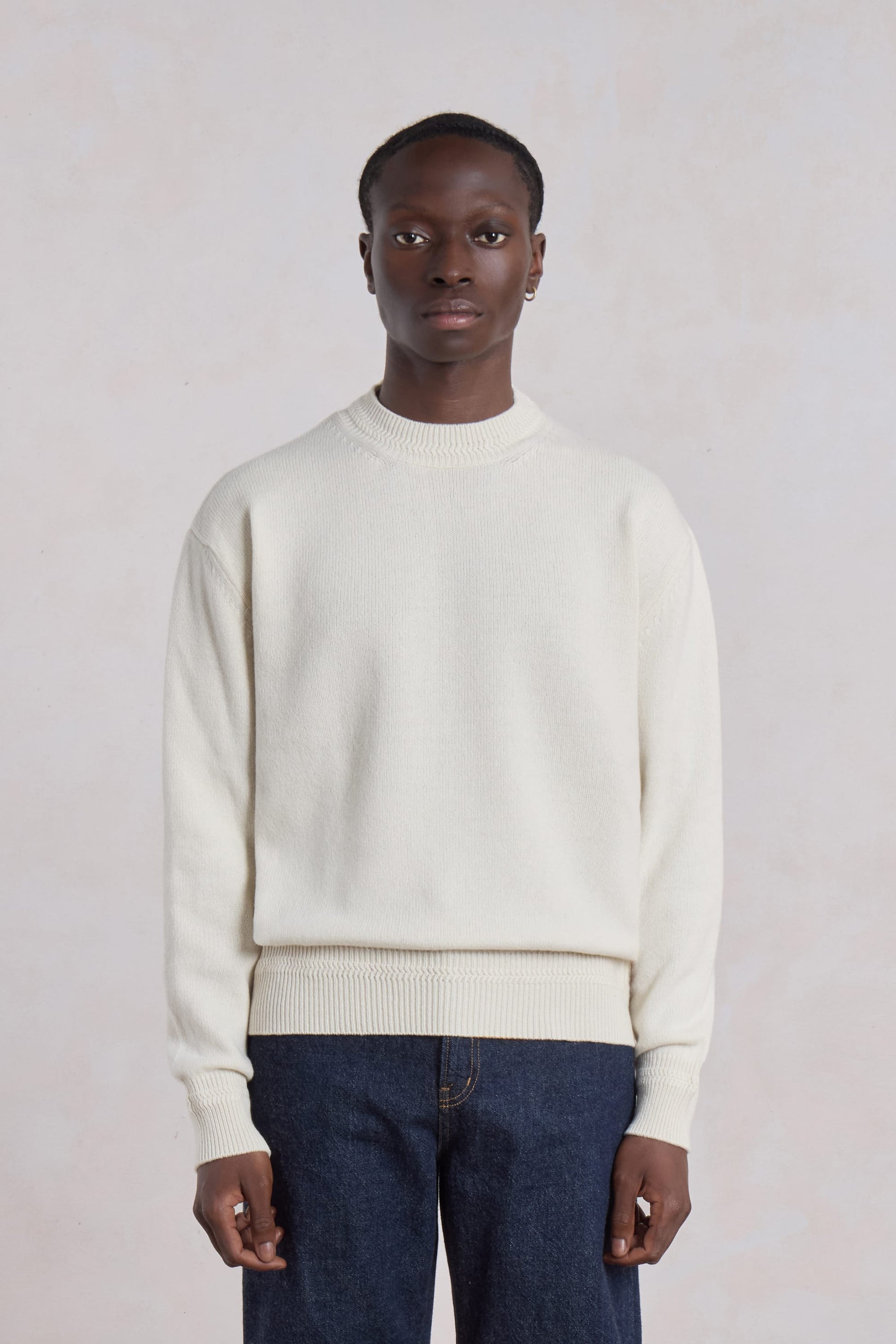 Opušteni Kašmir Pulover - Ecru