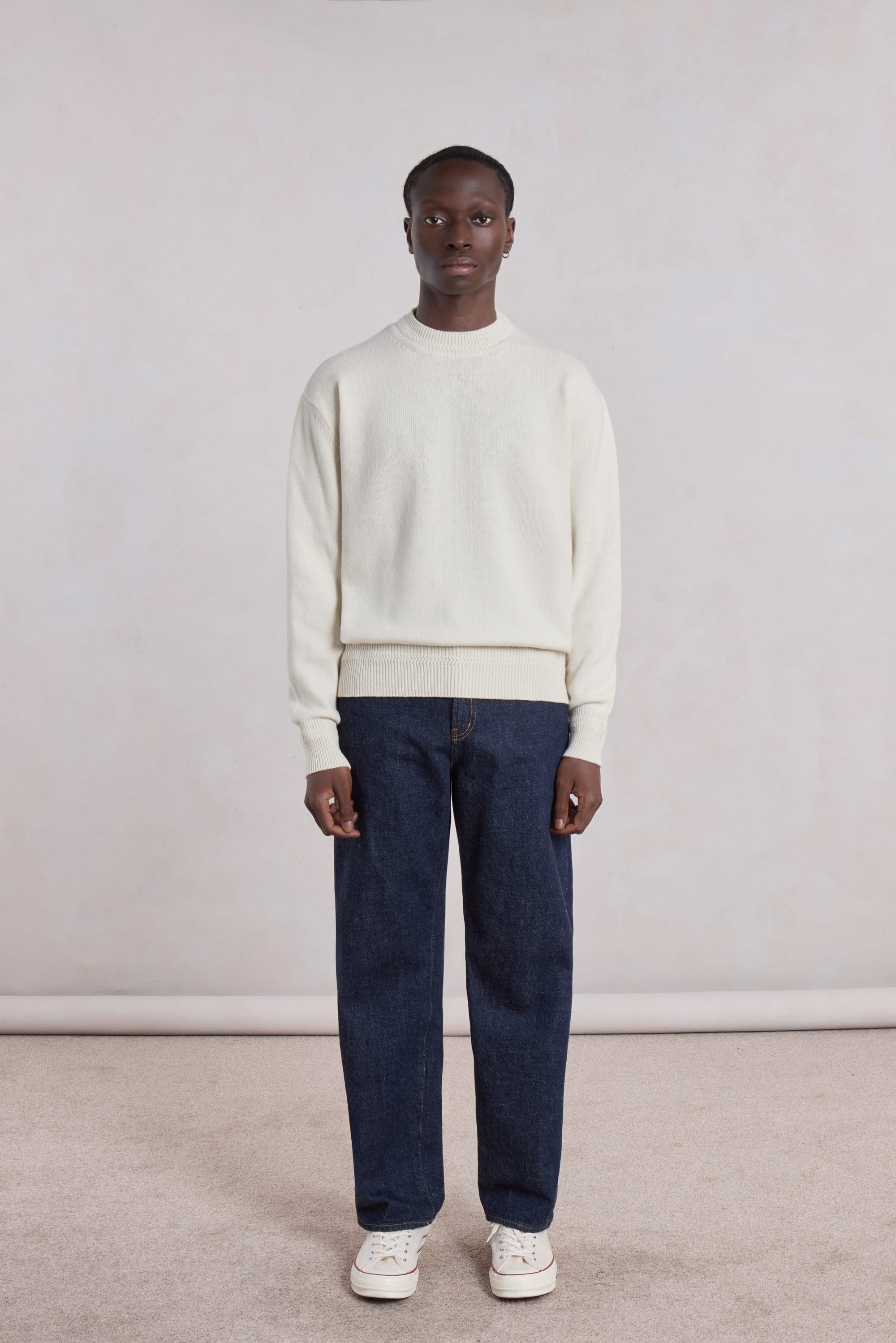 Opušteni Kašmir Pulover - Ecru