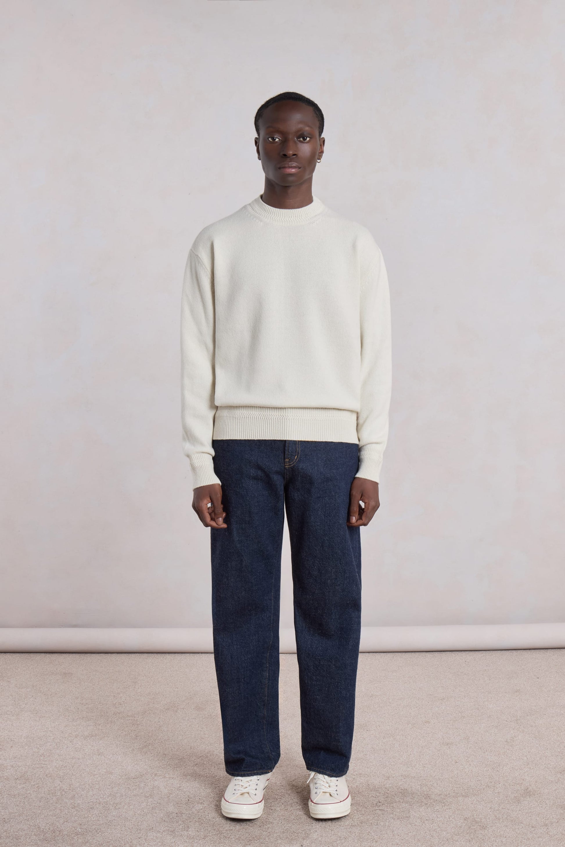 Opušteni Kašmir Pulover - Ecru