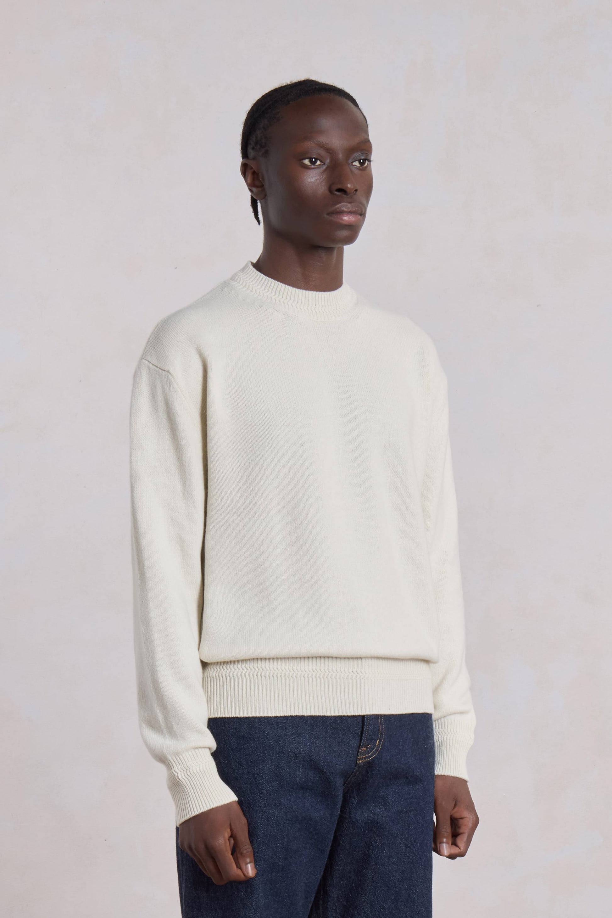 Opušteni Kašmir Pulover - Ecru