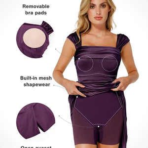 Shapewear Haljina Maxi s Odsjajem i Nabranim Dizajnom