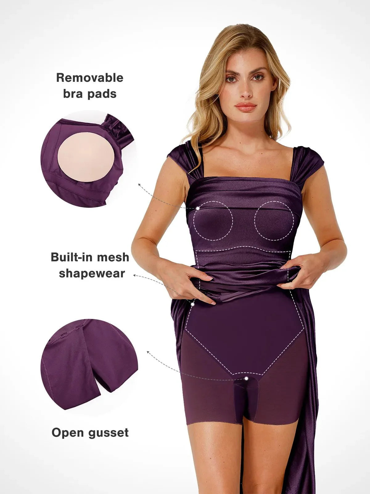 Shapewear Haljina Maxi s Odsjajem i Nabranim Dizajnom