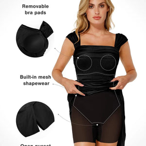 Shapewear Haljina Maxi s Odsjajem i Nabranim Dizajnom