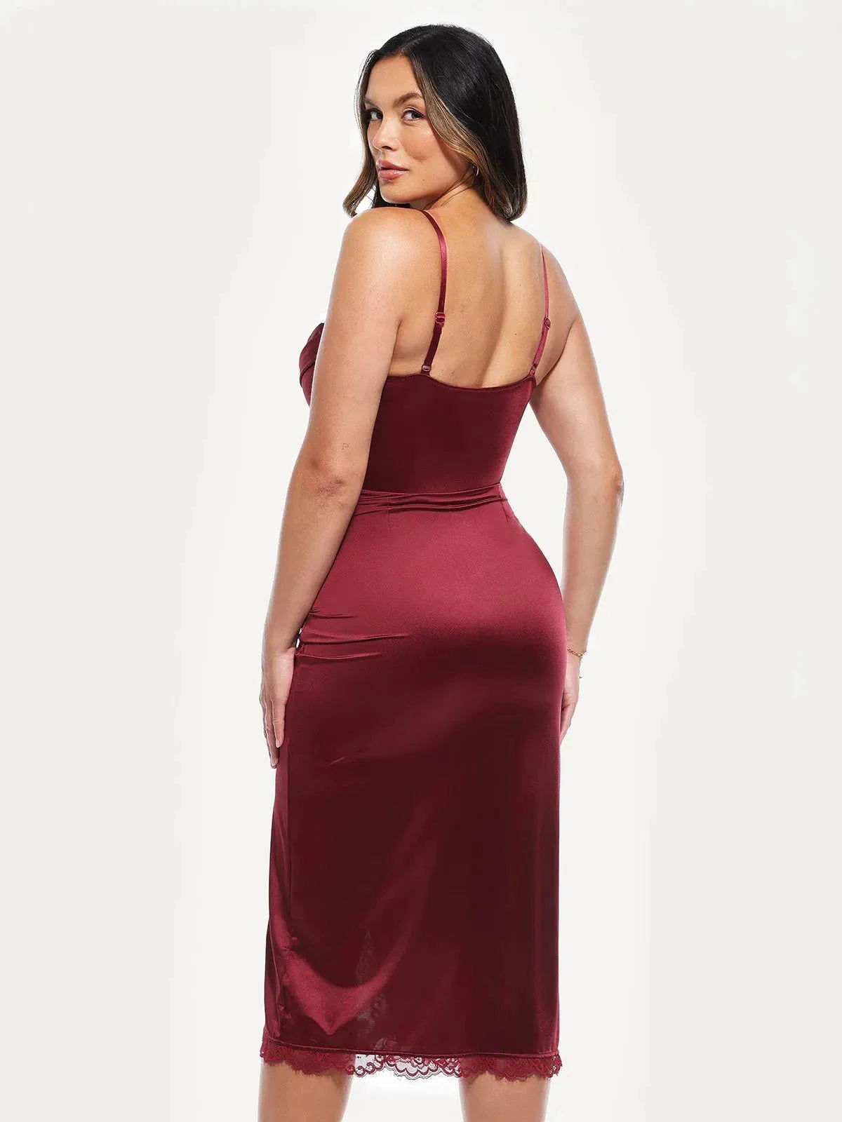 Haljina midi s čipkastim detaljima i cvjetnim uzorkom