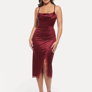 Haljina midi s čipkastim detaljima i cvjetnim uzorkom