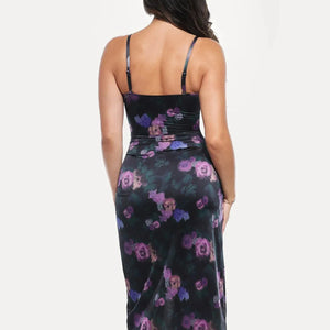 Haljina midi s čipkastim detaljima i cvjetnim uzorkom