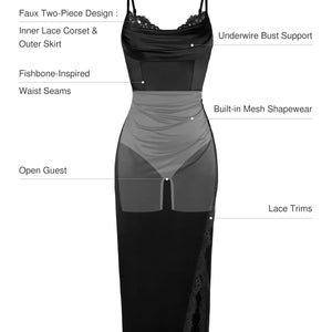 Haljina midi s čipkastim detaljima i cvjetnim uzorkom