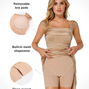 Shapewear Haljina Maxi s Odsjajem i Nabranim Dizajnom