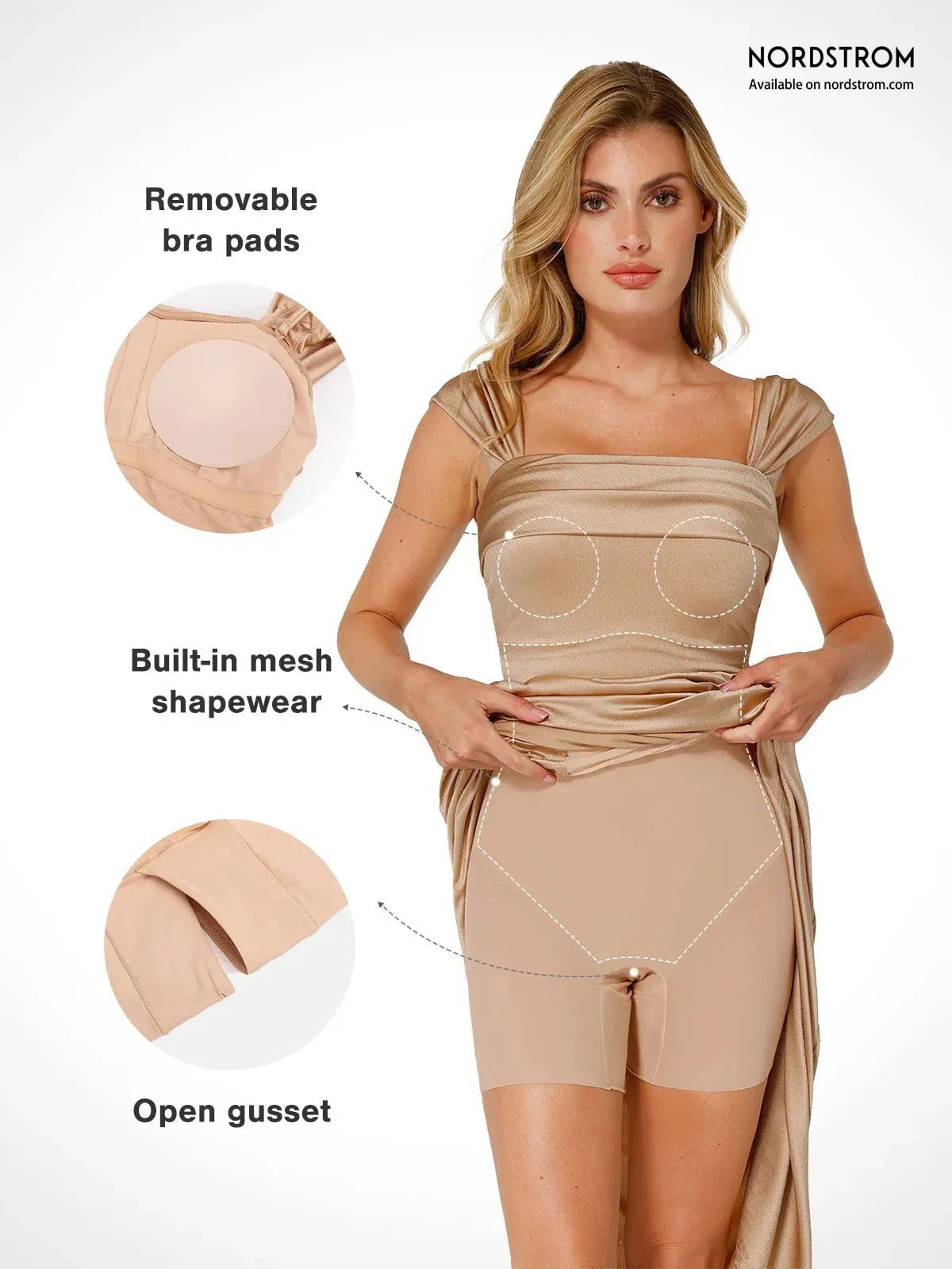 Shapewear Haljina Maxi s Odsjajem i Nabranim Dizajnom