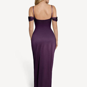 Shapewear Haljina Maxi s Odsjajem i Nabranim Dizajnom