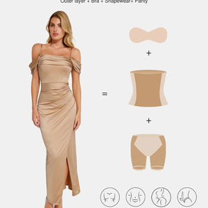 Shapewear Haljina Maxi s Odsjajem i Nabranim Dizajnom