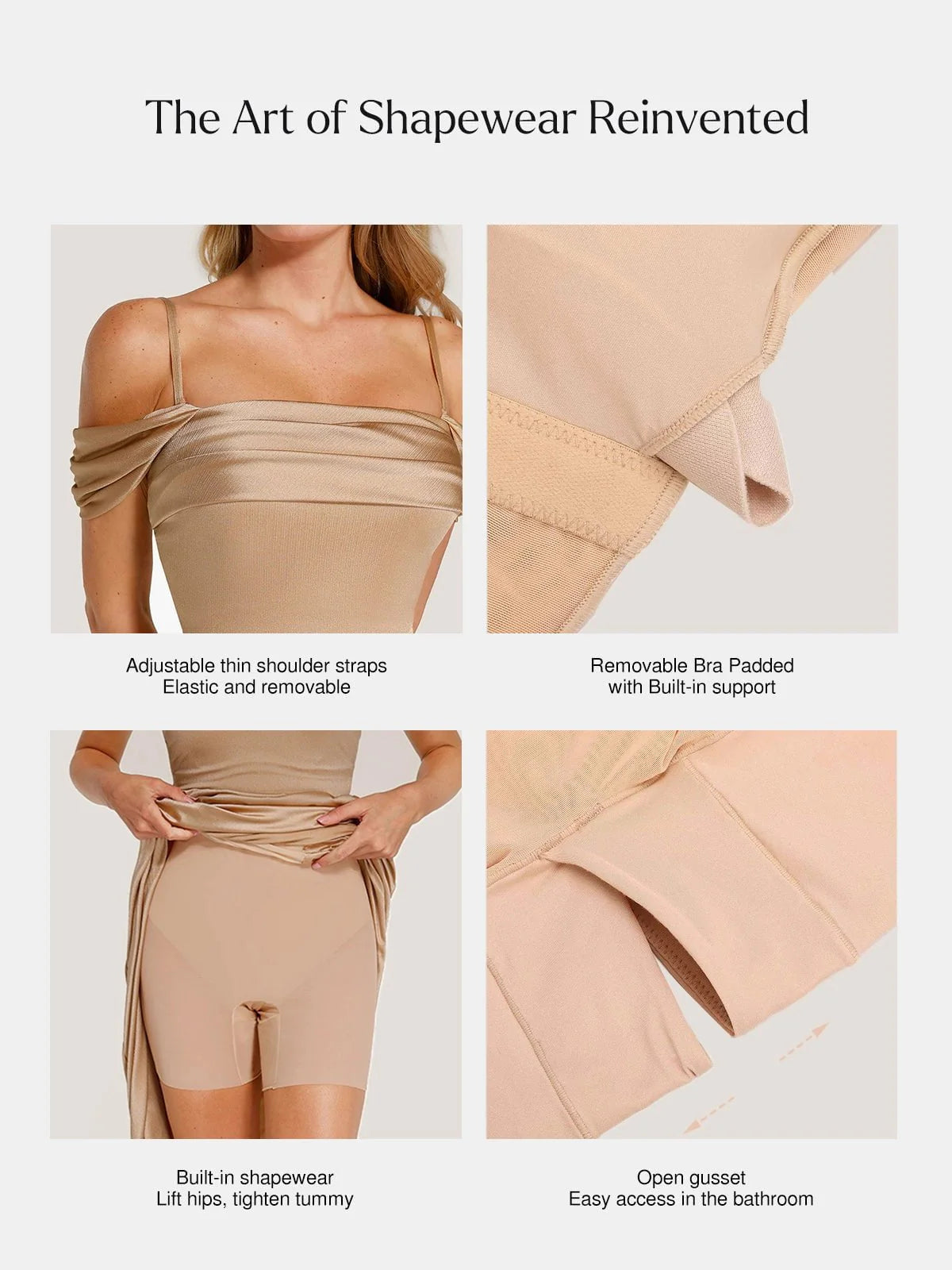 Shapewear Haljina Maxi s Odsjajem i Nabranim Dizajnom