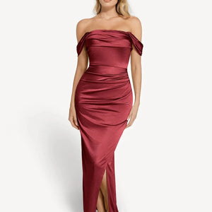 Shapewear Haljina Maxi s Odsjajem i Nabranim Dizajnom