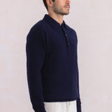 Tmavě modrý polo svetr