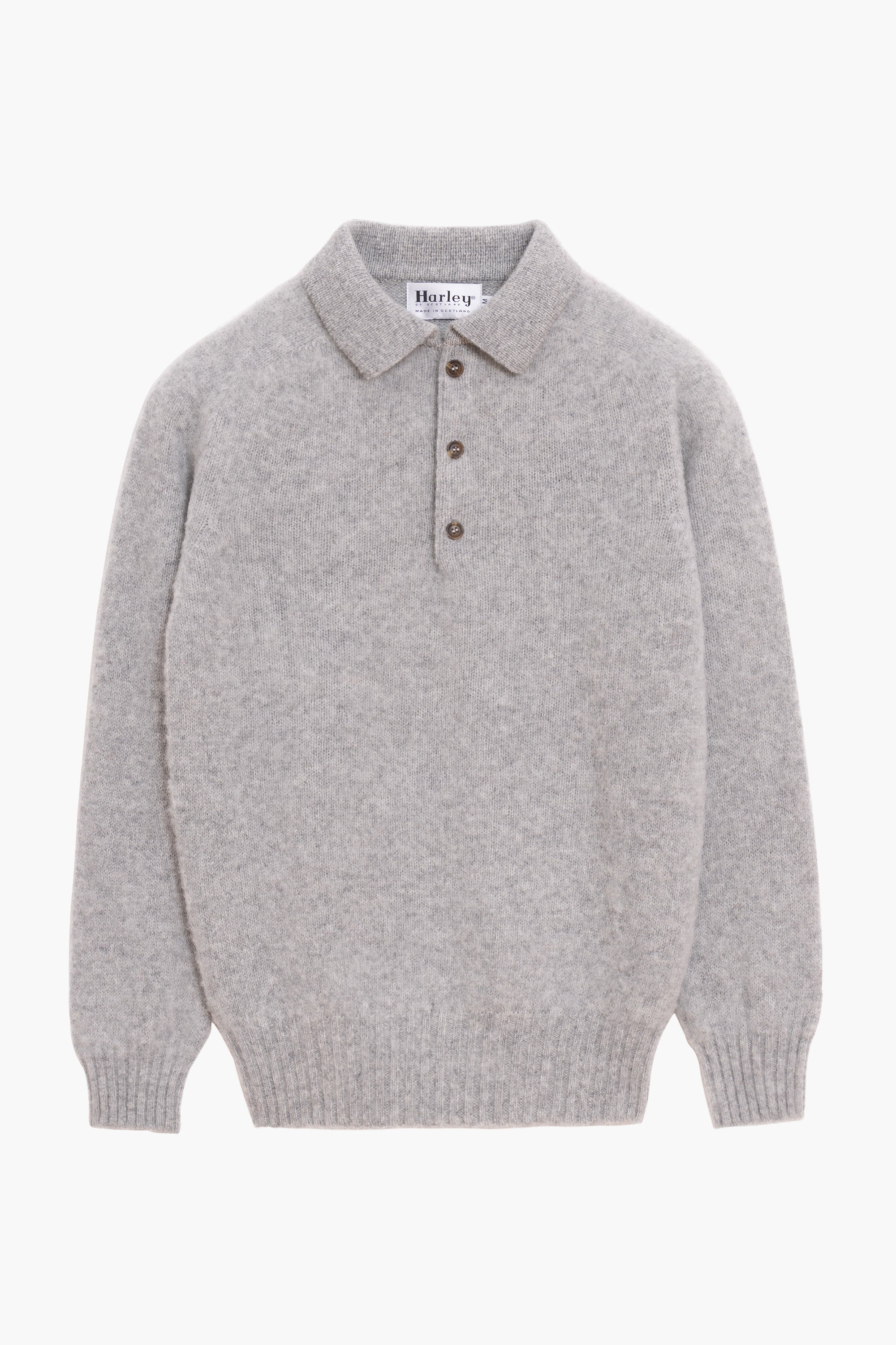 Pulover cu guler polo Shaggy Dog din lână - Gri