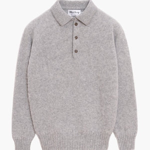 Pulover cu guler polo Shaggy Dog din lână - Gri