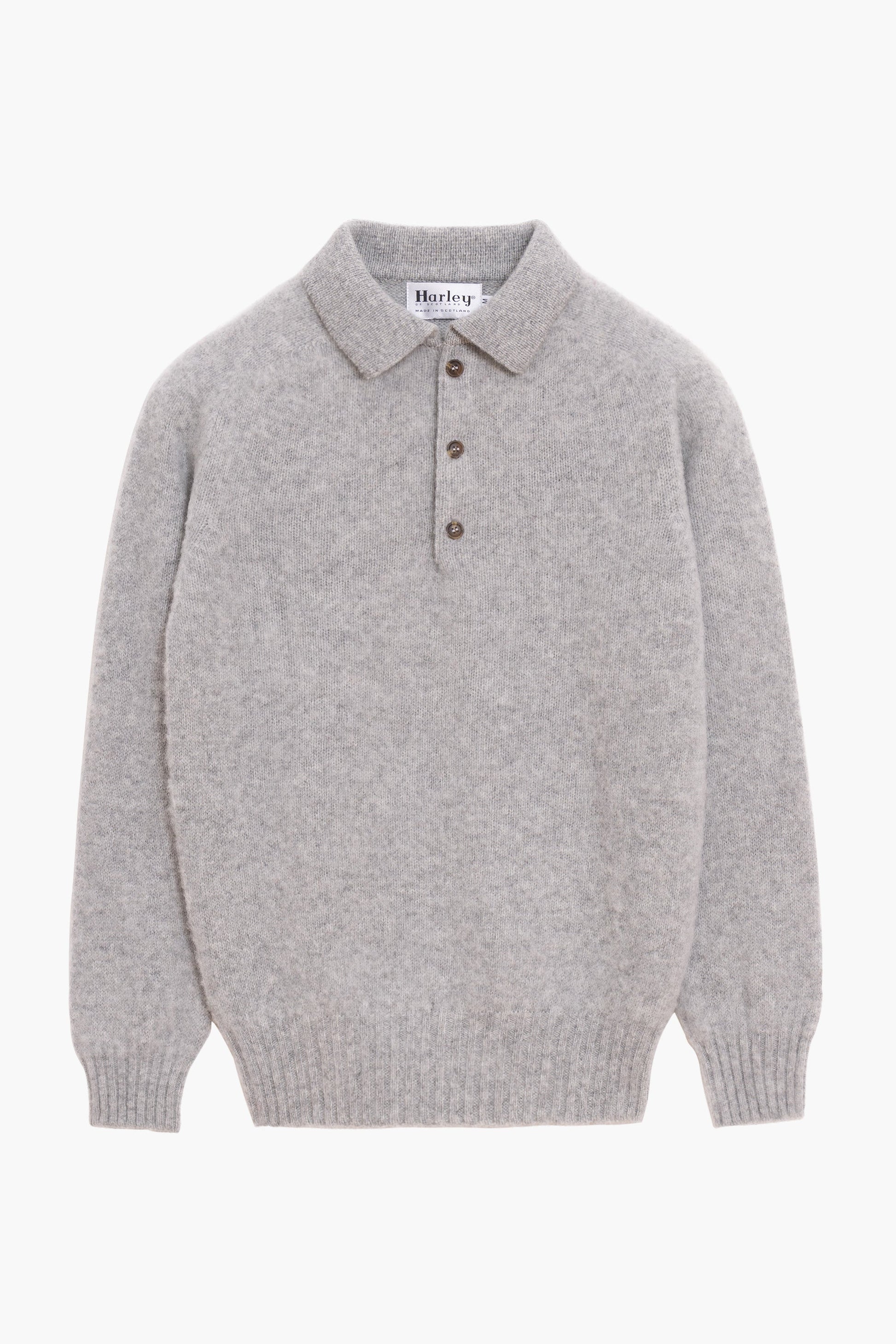 Pulover cu guler polo Shaggy Dog din lână - Gri